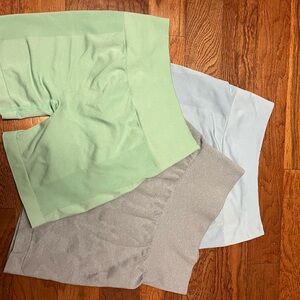 Set of Seamless Shorts in Green, Gray, and Blue